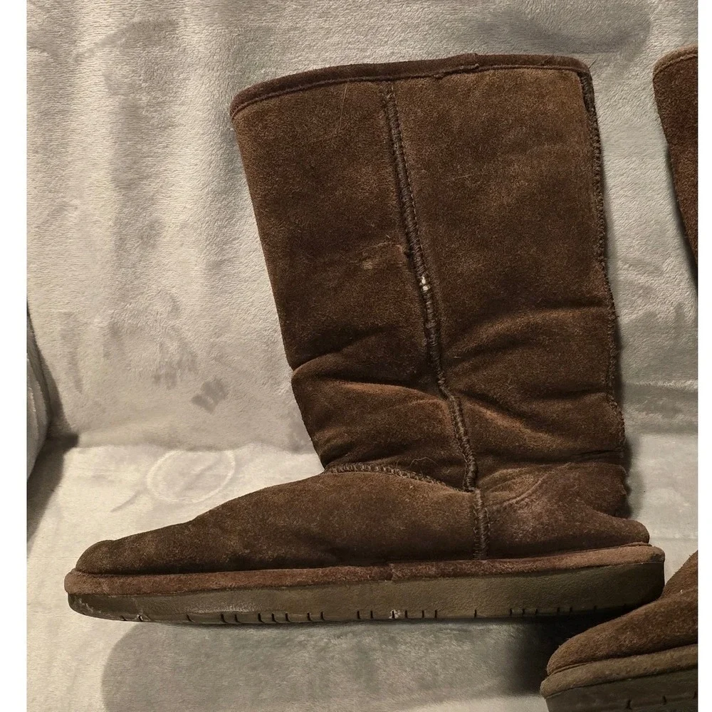 Bearpaw Womens‎ Suede Sheepskin Lining Boots Chocolate Brown Mid-Calf 9